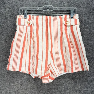 Pantalones Cortos Forever 21 Mujer L Grande Blanco Rayas Tiro Alto Pantalones Forrados Lino Foto 1 de 4