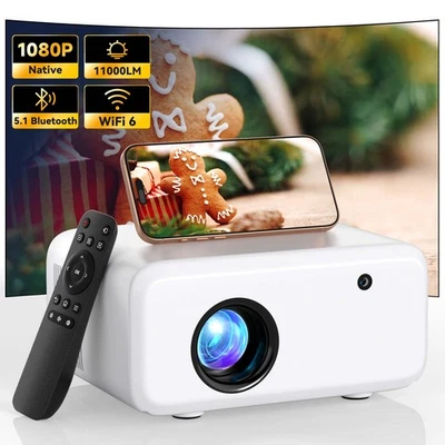 4K Mini Projector LED 1080P WiFi Bluetooth HD Portable Theater Christmas Gift US - Image 1 of 4