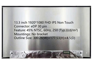 A+ 13.3" FHD IPS LCD Screen for B133HAN06.8 NV133FHM-N4A LM133LF7L02 LM133LF7L01 - Picture 1 of 7