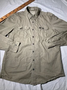Camicia American Eagle uomo grande alta verde foresta di ulivi militare abbottonata - Foto 1 di 11