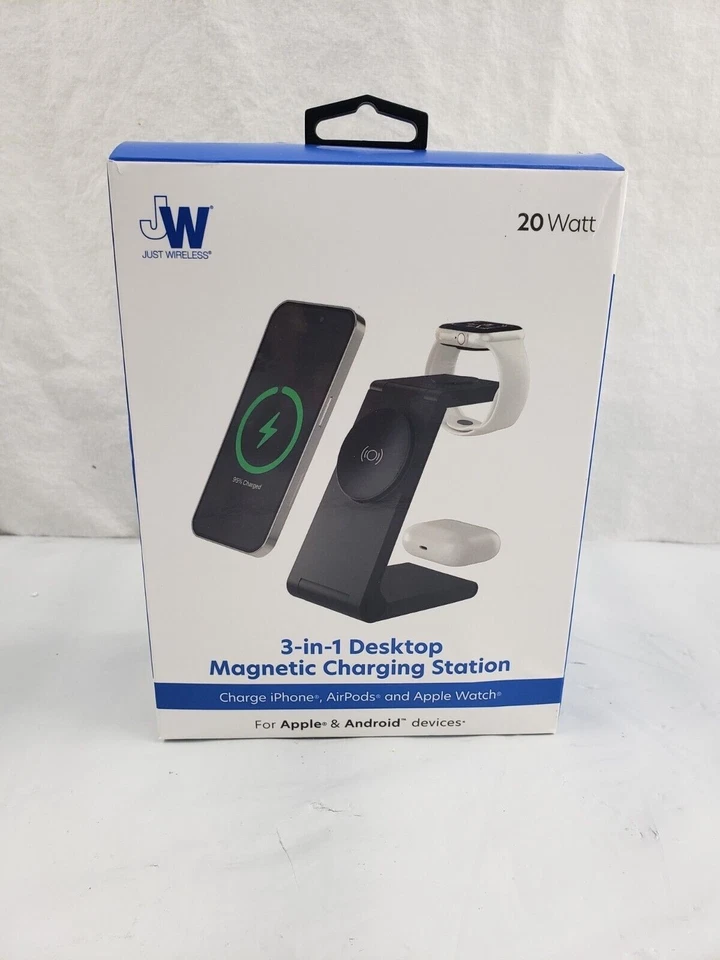 Cargador inalámbrico magnético 3 en 1 Just Wireless para iPhone, Airpods, Apple Watch Foto 1 de 1