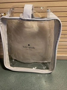 KATE SPADE-NY-Clear Cosmetic Bag/White Trim-Zip Around With Handle-(NEW IN BAG) - Picture 1 of 3