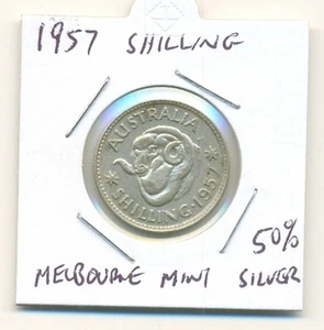 1957 Queen Elizabeth 11 Australian Shilling - 50% Silver - Picture 1 of 2