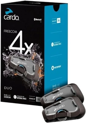 Cardo Freecom 4X Duo FRC4X103 Auricolare interfono Bluetooth per 4 piloti - NUOVO - Immagine 1 di 4