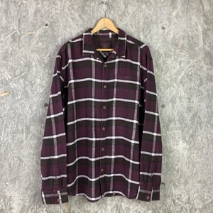 PrAna Men’s 100% Cotton Heavy Flannel Button Shirt Purple/Brown Plaid • XL - Picture 1 of 11