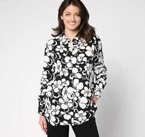 Brandis Dress Out Loud Duet Dressing Long Sleeve Printed Blouse Black 2X A686158 - Picture 1 of 9