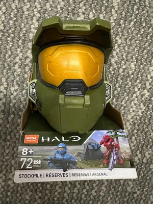 Mega Construx Halo Stockpile Arsenal Green Spartan Helmet Set  HHJ02 NIP - Image 1 of 2