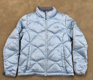 The North Face Alis Jacket Puffer 550 Down Womens Ice Blue Sheen Size Medium - Picture 1 of 12