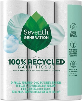 Seventh Generation Toilet Paper White Bathroom Tissue 2-Ply 100% Recycled Paper - Image 1 of 4
