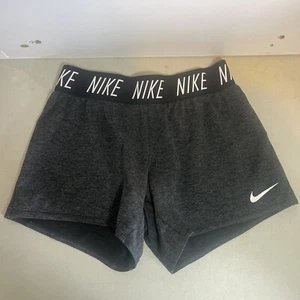 Nike Dri Fit Athletic Shorts Youth Large Grey Logo Comfort Stretch Girls - Picture 1 of 6