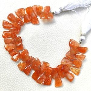 Natural AAA Sunstone Gem 12x7 to 13x8 mm Size Faceted Briolette 7" Strand