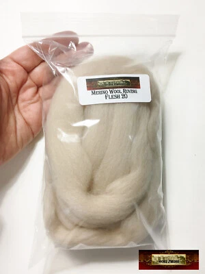 HR125-030 MOREZMORE OFF-WHITE FLESH 30g 1oz Merino Wool Roving Needle Felting - Image 1 of 4
