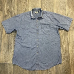 Camisa informal de colección LL Bean para hombre azul lavado medio ligero lavado azul algodón abotonada - Imagen 1 de 10