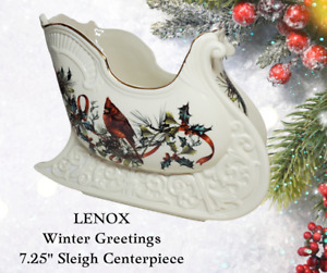 LENOX-WINTER GREETINGS-Large Christmas Holiday SLEIGH Centerpiece Bowl