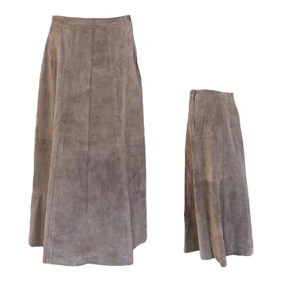 Maxi Falda Boho Vintage Años 60 70 J G GANCHO Mujer 10P 10 PETITE Larga Gamuza Cuero Foto 1 de 4