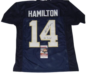 KYLE HAMILTON signed (NOTRE DAME FIGHTING IRISH) custom navy jersey JSA Witness - Picture 1 of 2
