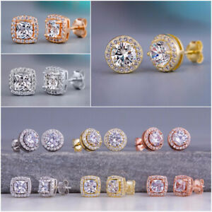 Cubic Zircon Women Jewelry 925 Silver Plated,Rose Gold,Gold Stud Earring A Pair