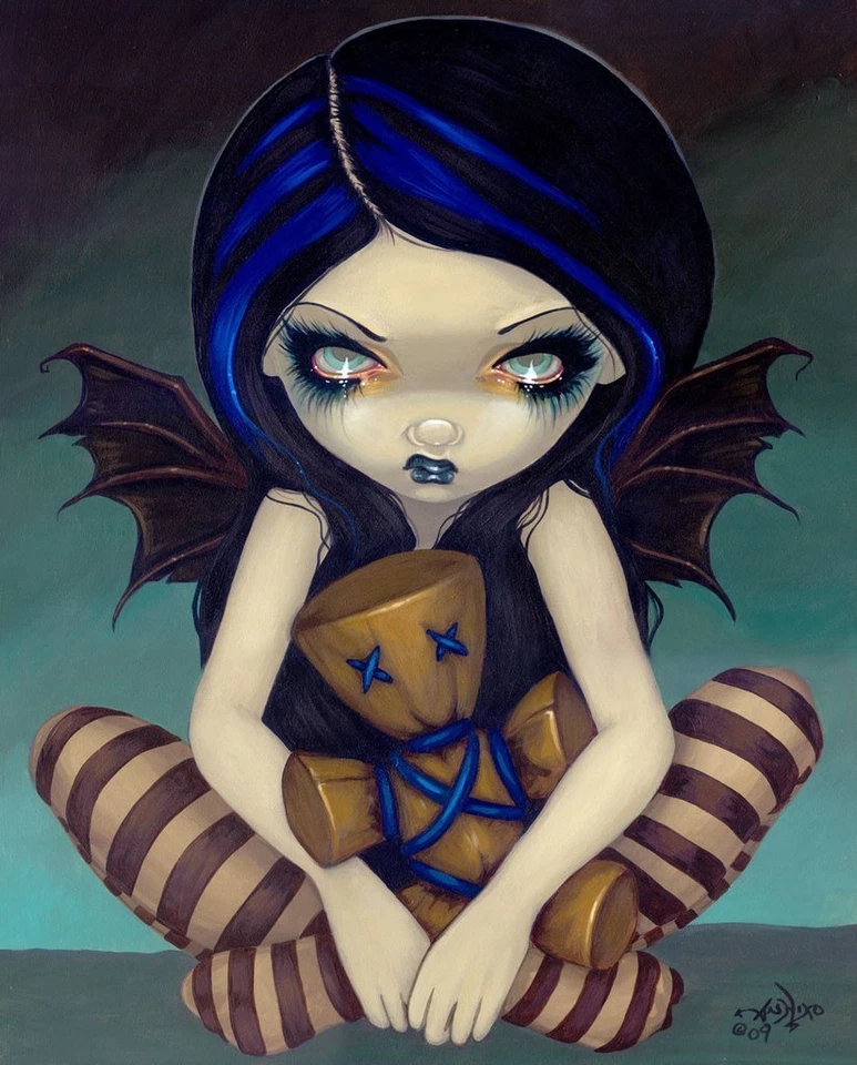 Póster de niña gótica impresión artística vudú en azul de Jasmine Becket-Griffith Foto 1 de 1