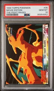 PSA 10 - CHARIZARD 1999 Topps Movie - The Fight Rages PSA 10 #35 Blue Label - Picture 1 of 2