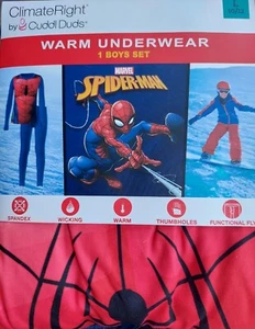 Climate Right By Cuddl Duds Spider-Man Warm Underwear Set Boys Size L(10-12)/New - Picture 1 of 2