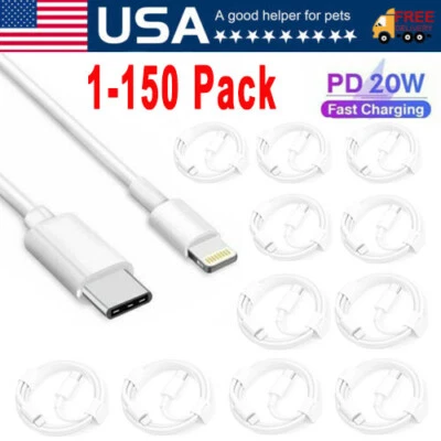 Fast Charger USB C Charging Cable For iPhone 14 13 12 11 Pro Max XR 8 iPad Lot - Image 1 of 4