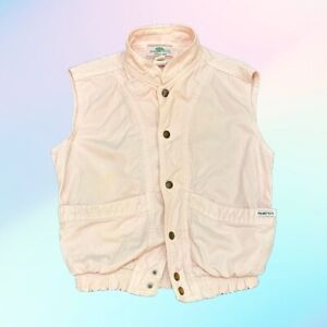 Vintage 80s Palmettos Pastel Pink Denim Sleeveless Pocket Snap Vest Size S