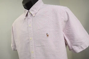 Polo Ralph Lauren Dress Shirt Striped Classic Fit Short Sleeve Mens Size Large - Picture 1 of 8