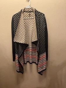 THML Cardigan Multicolor Print Front Open Polka Dot Waterfall M Stripes - Picture 1 of 4