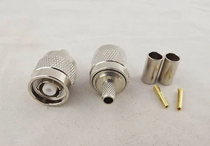 10pcs RP-TNC Male Jack Straight Crimp RG58 RG142 LMR195 RG400 Cable RF Connector - Picture 1 of 5