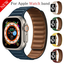 Leder Armband für Apple Watch Magnet Loop 8 7 6 5 4 3 2 SE 38-41-45mm Ultra 49mm