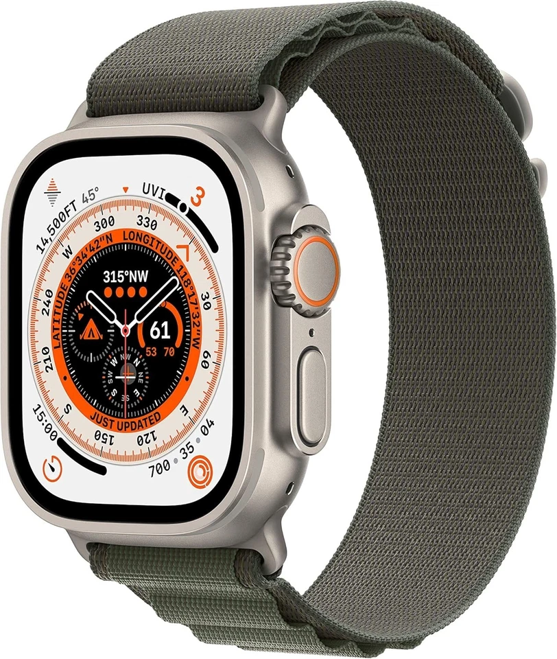 Apple Watch Ultra Cellular 49mm Titangehäuse Green Alpine Loop Hervorragend - Bild 1 von 3