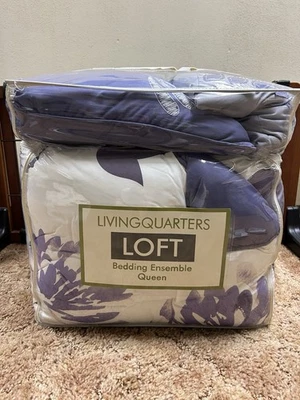 LOFT Living Quarters juego de cama queen púrpura y blanco #decoración de dormitorio nuevo con etiquetas Foto 1 de 4