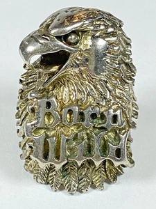 🔥 Vintage 1987 G&S Silber/Zinn Adler "Born Wild" Biker Ring - Größe 14, Gordon - Bild 1 von 14