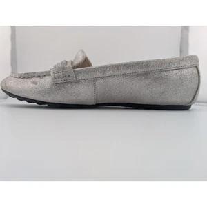 Land's End Damenschuhe silbermetallic bequeme Wildleder-Slipper Loafer Größe 8,5 - Bild 1 von 8