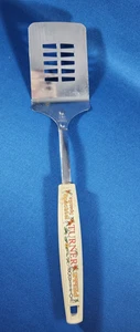 Vintage Ekco Turner Spatula 11” Chromium Plated Slotted White Plastic Handle - Picture 1 of 8
