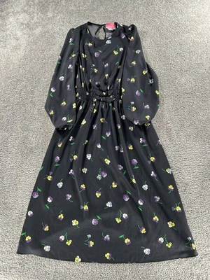 Vestido Kate Spade Mujer Mediano Negro Púrpura Amarillo Floral Blusa Foto 1 de 4