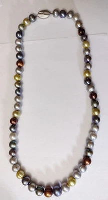 Collar Honora 925 Perla Grande Multicolor Oro Bronce Gris 20" Foto 1 de 4