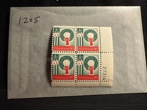 1962 U.S Commem 4c CHRISTMAS Plt #Blk of 4 Sc#1205 M/NH/OG/Pristine - Picture 1 of 4