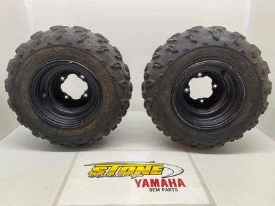 10" YAMAHA RAPTOR 125 OEM REAR WHEELS TIRES DUNLOP 19X10X9 TIRES 4/115 - Image 1 of 4