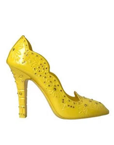 Dolce&Gabbana CINDERELLA Women Yellow Pumps PVC Crystals High Heel Shoes EUR 40 - Picture 1 of 8