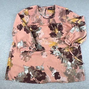 Mark & Spencer Collection Small Pink Floral Smocked Yoke Blouse Top - Picture 1 of 12