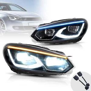 VLAND LED Projector Headlights Blue DRL For Volkswagen VW Golf 6 / MK6 2010-2014 - Picture 1 of 12