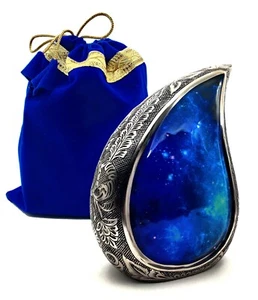 Galaxy Teardrop Urns for Human Ashes Funeral Cremation Urn with Velvet Bag 6inch - Picture 1 of 18