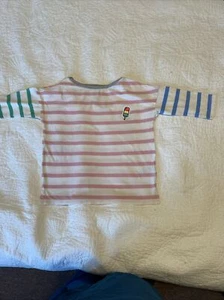 GAP Kids Girls  Shirt Pink Striped Ice Cream 3/4 Sleeve Cotton Summer Size Small - Picture 1 of 6