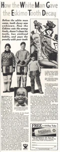 1934 Pepsodent: Weißer Mann gab Eskimo Zahnverfall Vintage Druck Anzeige - Bild 1 von 1