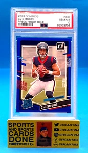 2023 Panini Donruss CJ Stroud #339 Press Proof Blue SP Rookie PSA 10!! POP 22! - Picture 1 of 2
