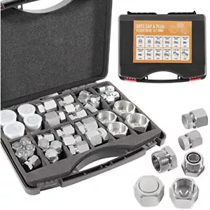64-teiliges ORFS Hydraulikkappe und Stopfen Schlauch Rohr und Rohrverschraubung Set 45# Stahl - Bild 1 von 15