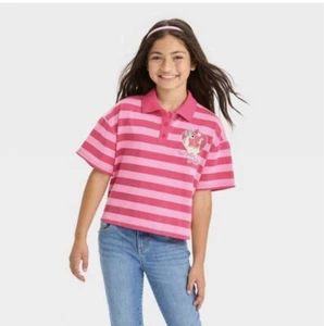 Mädchen Disney Lady & The Tramp Cropped Polo Grafik T-Shirt Rosa Größe L (10-12) - Bild 1 von 3