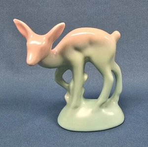 Vintage Haldeman Caliente California Pottery Pink & Green Doe Deer #351 - Picture 1 of 6