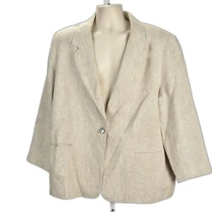 Harve Benard Boyfriend Tan Linen Blazer Size 3 XL - Picture 1 of 2
